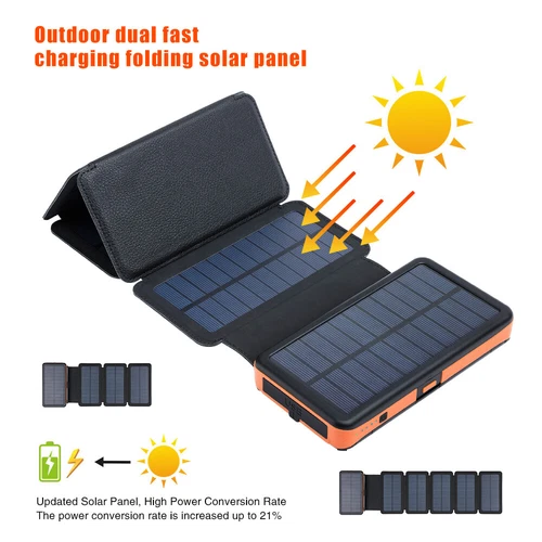 46800mAh Portable 6 Solar Panel Folding Power Bank Outdoor Camping Phone Charger image 15