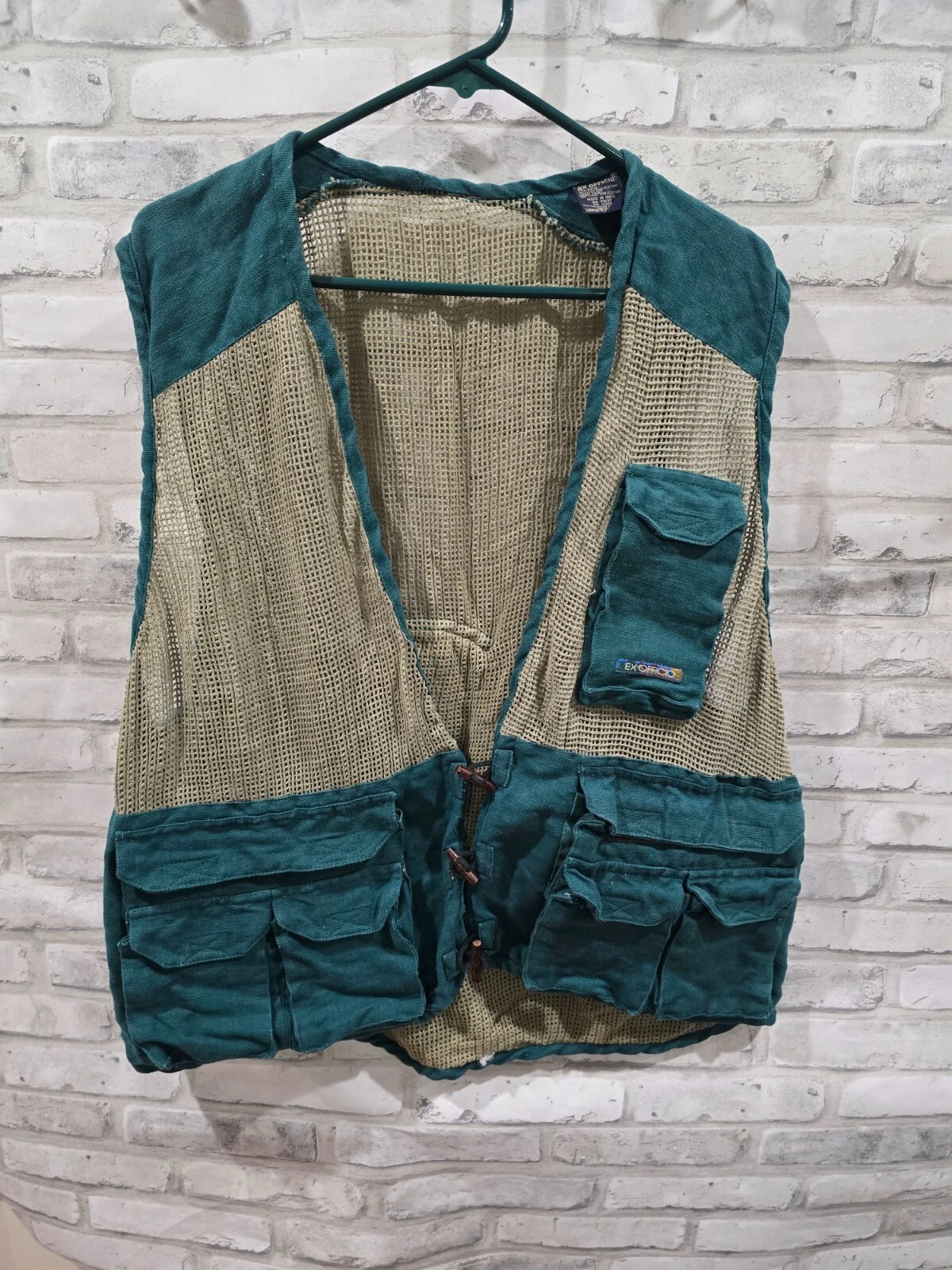 ExOfficio Vtg Mesh Net Vest Unisex 2XL Utility Pockets EUC Teal Green Fishing