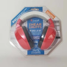 LUCID Kids Wireless Hear Muffs Preserve Hearing for Ages 5 -10 -Red -NEW