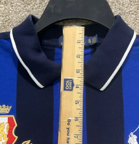 Polo Ralph Lauren Uomo Italia Football Club Maglia Manica Corta a Righe Taglia XL - Foto 6 di 12
