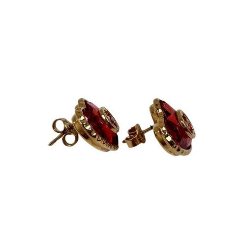 GUCCI Pendientes AUTÉNTICOS Oro Corazón Piedra GG Rojo Entrelazado GG De Colección A745 Envío Gratis - Imagen 10 de 10