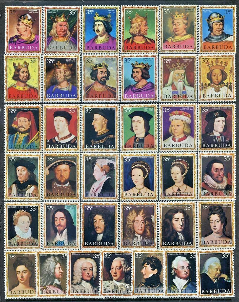 English King  1〜12 English Monarchs Barbuda #43 - 79 Mint NH Complete Set 37