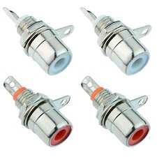 4 x RCA Panel Mount Chasis Sockets Connector - Red White