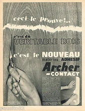 PUBLICITE ADVERTISING 055  1966  ARCHER CONTACT   bois adhésif