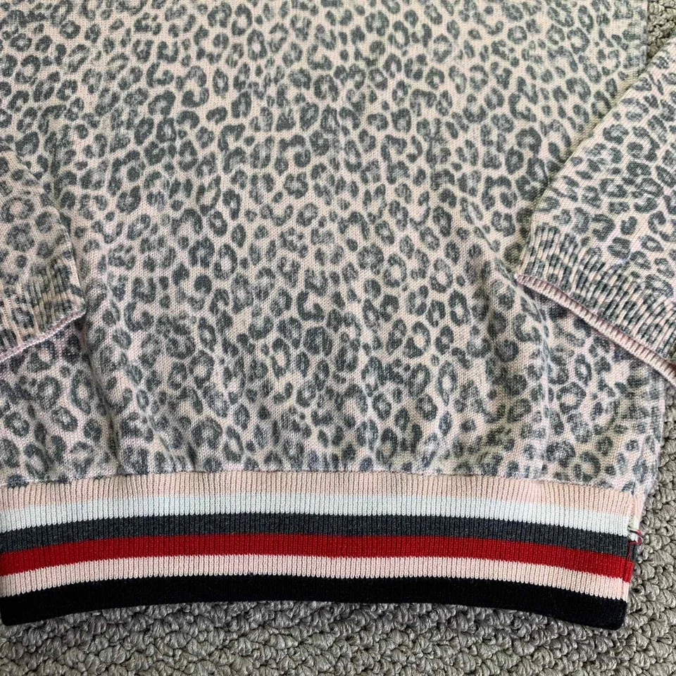 Splendid Girls Sweater Size 12 Pink Gray Leopard Print Long Sleeves Pullover* Foto 4 de 4