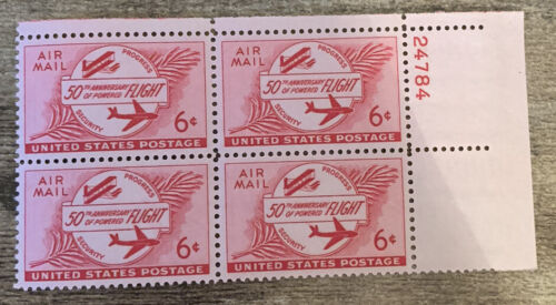1953 6c Airmail Powered Flight Lot of 53 Mint Stamp Blocks of 4 - Picture 1 of 1