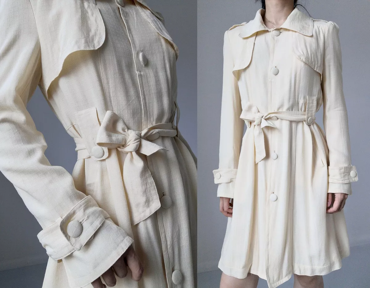 Cream knee length coat cheap