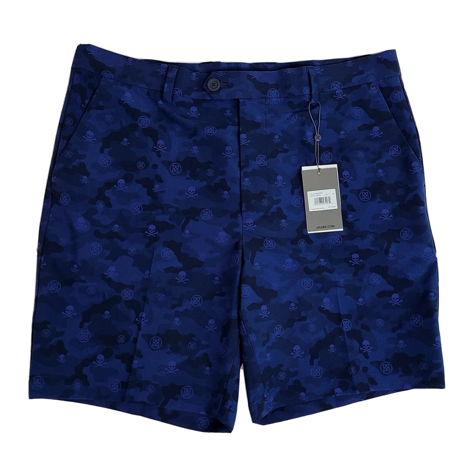 G/FORE Mens 32 Blue Camo Skulls Maverick Hybrid Shorts 4-Way Stretch Flat Front