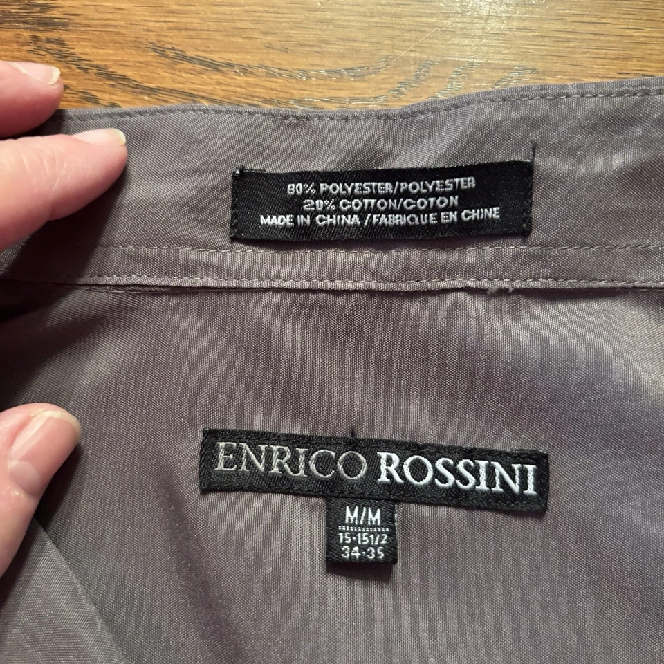 Camisa de vestir de manga larga para hombre Enrico Rossini talla M 34-35 15-15/1/2 marrón Foto 3 de 4