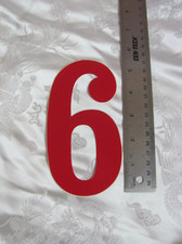 NOS BMX Racing Plate Vinyl Decal Sticker Number 6 SIX Vintage 6" Red