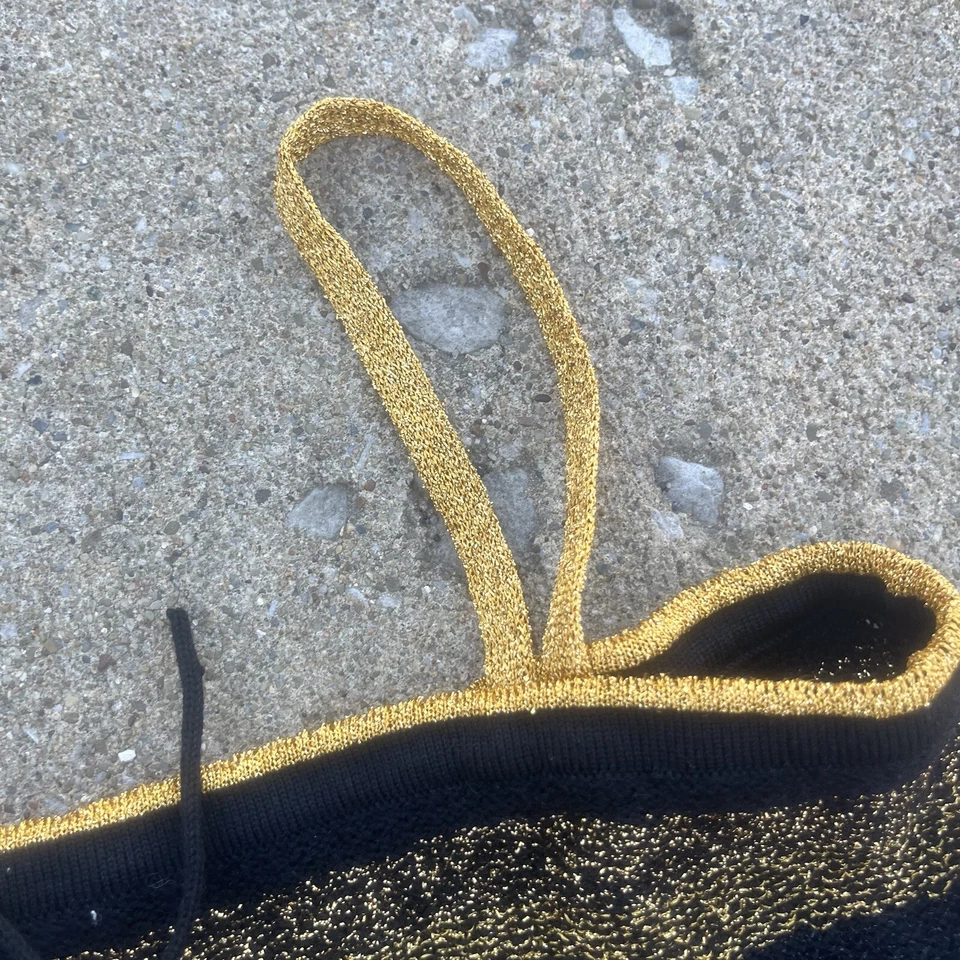 Miss Valentino Boutique Vintage Knit Sweater Top Size 42 Black Gold 1970s - Image 3 of 4