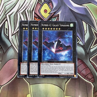 PRIO-DE092 x3 Nummer 42: Galaxy Tomahawk Common Top Zustand Yugioh