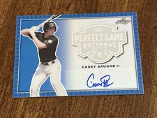 CASEY SAUCKE 2020 LEAF PERFECT GAME NS METAL BLUE AUTOGRAPH #9/10 Virginia Cavs