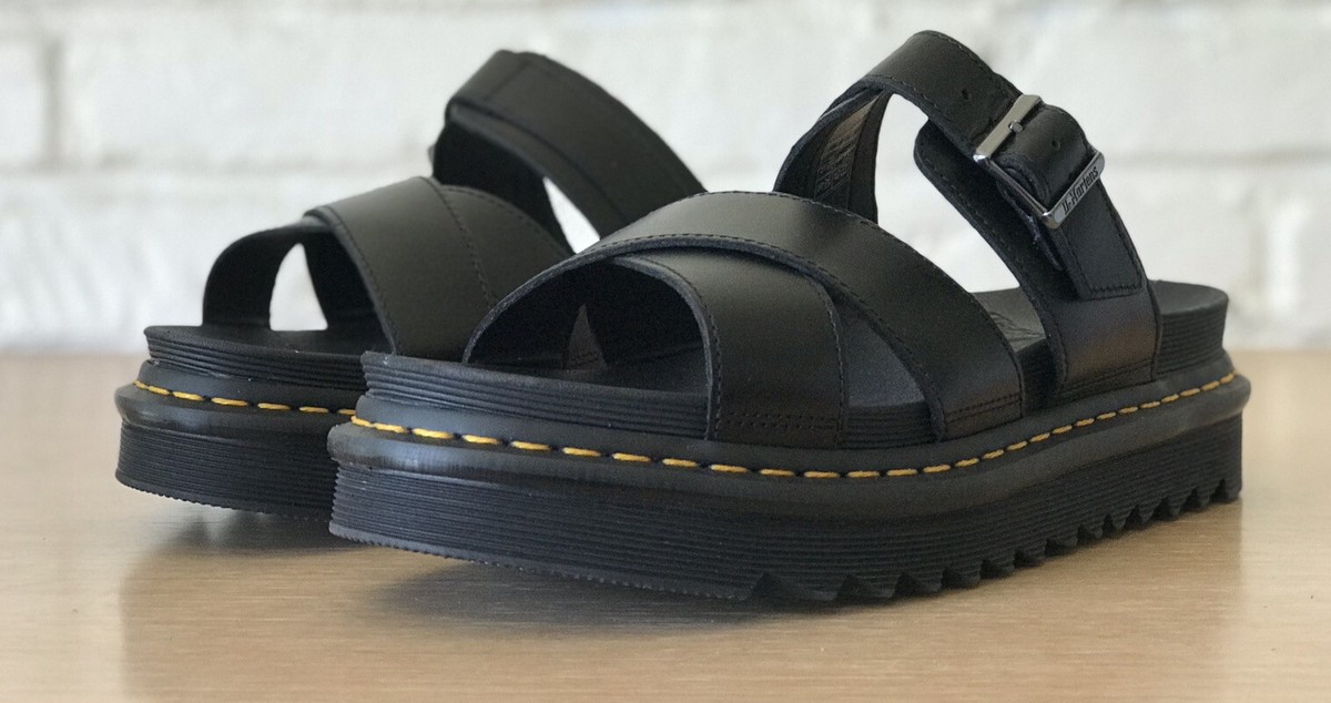 Dr. Martens Ryker Black Leather Strap Slide Sandals AW004 SH 03 V