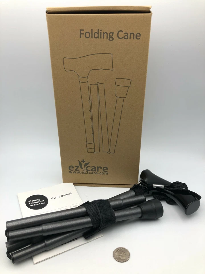 EZ2CARE Folding Cane Metallic Black Pouch Original Box Owners Manual - Image 2 of 4