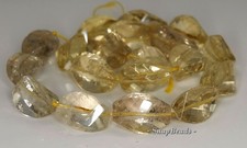 22X13-19X12MM LEMON QUARTZ GEMSTONE FACETED TWIST OVAL LOOSE BEADS 7inch