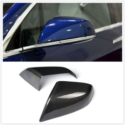 Carbon Fiber Mirror Cover For Tesla model X 75D 90D F90D P100D 2016-23 Glossy A
