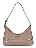 Guess Zarela Top Zip Shoulder Bag Schultertasche Tasche Dark Taupe Logo Taupe