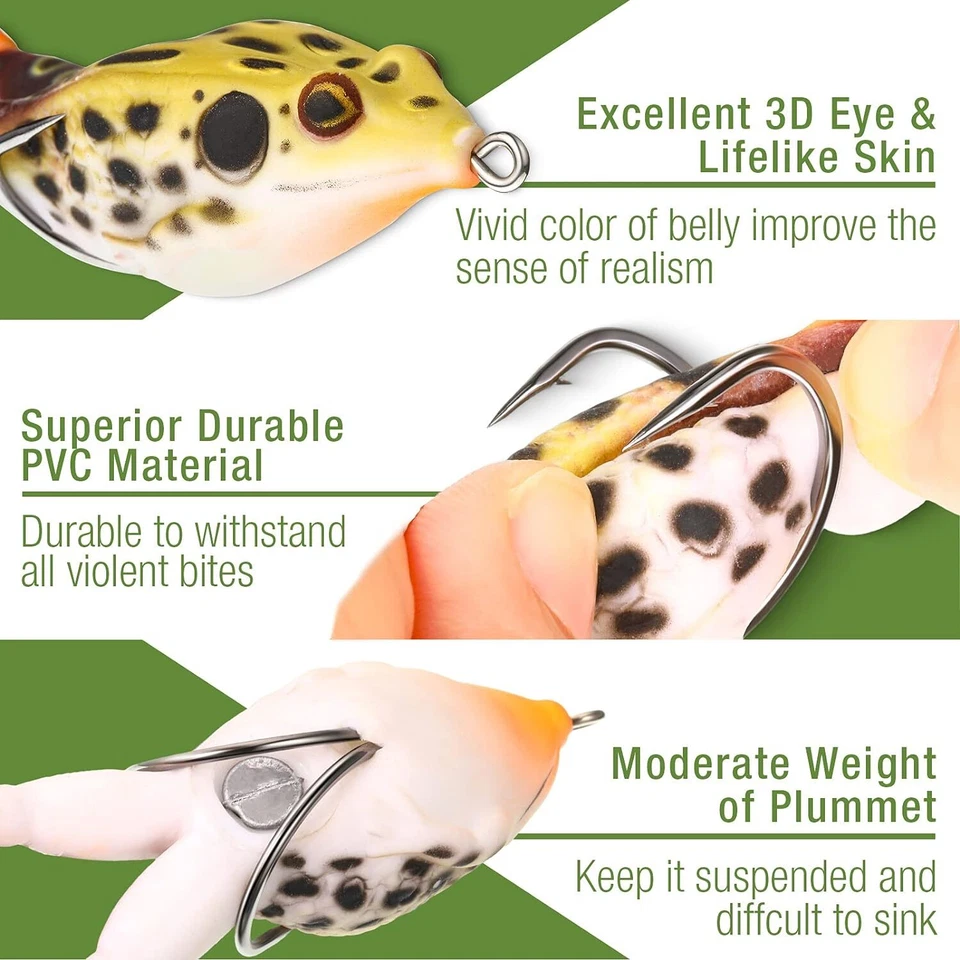 10pcs Topwater Frog Fishing Lure Soft Swimbait Floating Bait 9cm 13.5g - Image 3 of 4