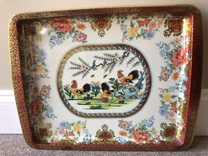 Vintage Daher Decorated Ware 11101 Metal Rooster Tray 18x 14
