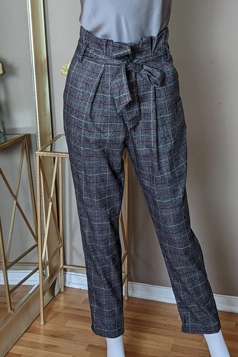 Plaid paperbag deals waist pants