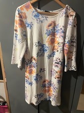 VILA ivory floral jersey dress size L(14)