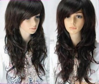 LMJF00189 New Style Dark Brown Long Curly Fashion Cosplay