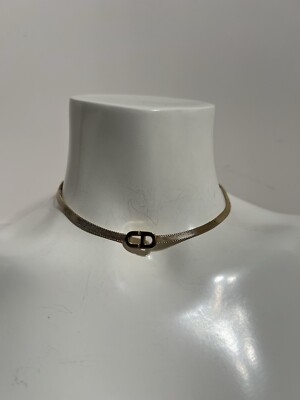 Vtg Christian Dior 80s Gold CD Logo Choker Necklace | eBay