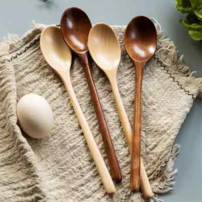 2pcs Wooden Spoon Tableware Kitchen Cooking Utensil Tools Soup Tea Spoon Caterin