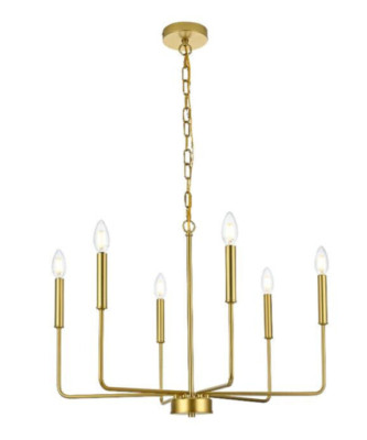 Chandelier Brass Color Foyer Dining Room Kitchen Island Bedroom 6 Light Fixture
