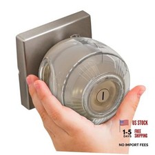 Child Safety Door Knob Cover 4 Pack Hard-to-Remove Dual-Lock Door Semi-Clear