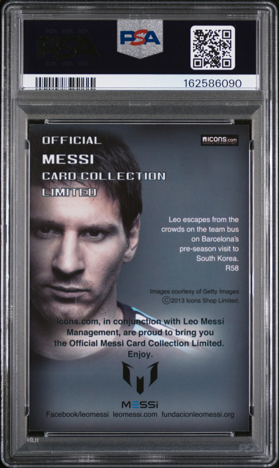 2013 ICONS MESSI LIMITED COLLECTION FIFA CLUB WORLD CUP #R58 LIONEL MESSI PSA 9 view 2