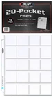 10 BCW Pro 20-Pocket Coin Pages Storage Sheet Protector Token Stamp Binder Flip
