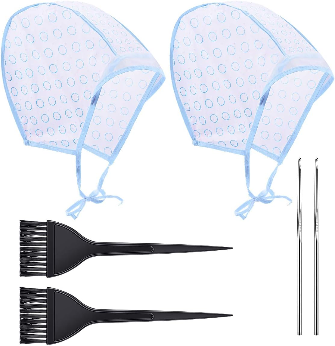 Hair Coloring Highlighting Cap, 2 Hair Disposable Tipping Frosting Cap with 2 Ho
