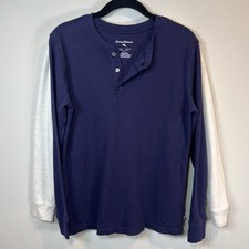 Tommy Bahama Lot of 2 Thermal Crew Neck Shirts Navy Blue  Oatmeal Boys Sz XL/14