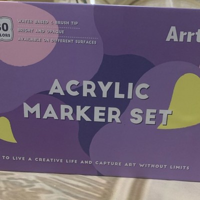Arrtx Acrylic Paint Marker Set, Water Based Brush Tip, 30 Colors Multicolor