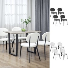 Boucle Dining Chairs Set of 4 Upholstered Kitchen Chairs with Backrest