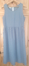 Old Navy Women Blue White Gingham Country Cottage Dress Sz M Sleeveless Pockets