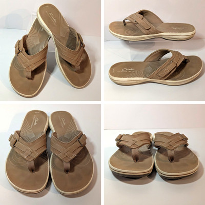 Clarks Cloudstepper Breeze Sea Flip Flop Beach Sandals, Sz 8 M, Adjustable Strap