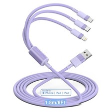 3-in-1 Multi USB Charging Cable, 6FT/1.8M MFi Certified Fast Charger...