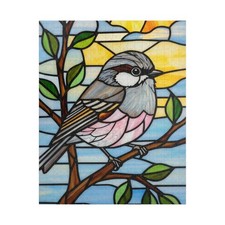 Bird Puzzle Stained Glass Look Redpoll Jigsaw 520-piece bird watcher lover