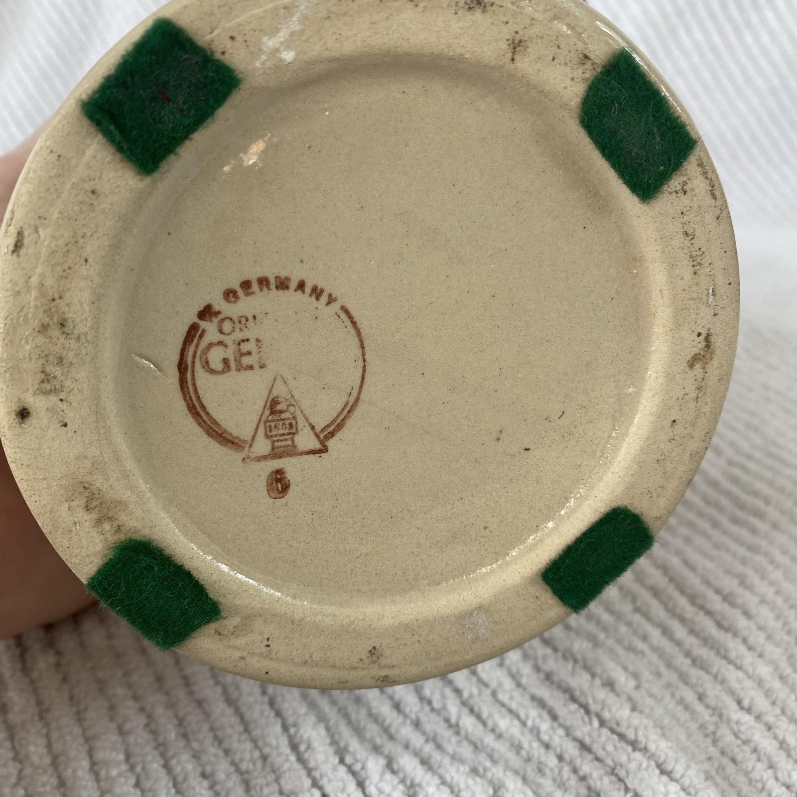 Vintage Gerz Germany Lidded Beer Stein Pewter Lid Tavern Scene Relief Ceramic