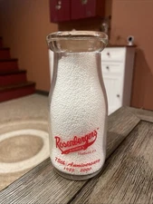 Half Pint Rosenberger's Dairy Milk Cream Bottle Hatfield PA Red 75th Anniversary