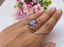 Natural Purple Amethyst 925 Silver Ring February Birthstone Handmade Boho Ring