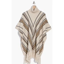TWP Chevron Turtleneck PonchoColor: Camel Blonde Stripe one size 