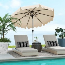 Patio 9 FT Umbrella 2-Tier Market Table Umbrella w/ Sun-Protective Canopy