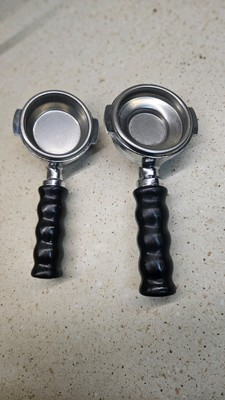 2 Faema Legend E61 Filter Holders with 1 and 2 Filter