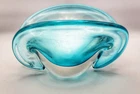 Vintage Murano Sommerso Art Glass Aqua Blue Catchall Bowl Flavio Poli Seguso