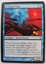 MTG Magic The Gathering Card Treasure Mage Creature Human Wizard Blue Mirrodin B