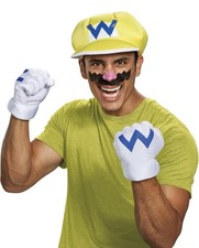 Disguise Super Mario Bros. Wario Adult Costume Kit One Size with Gloves and Hat